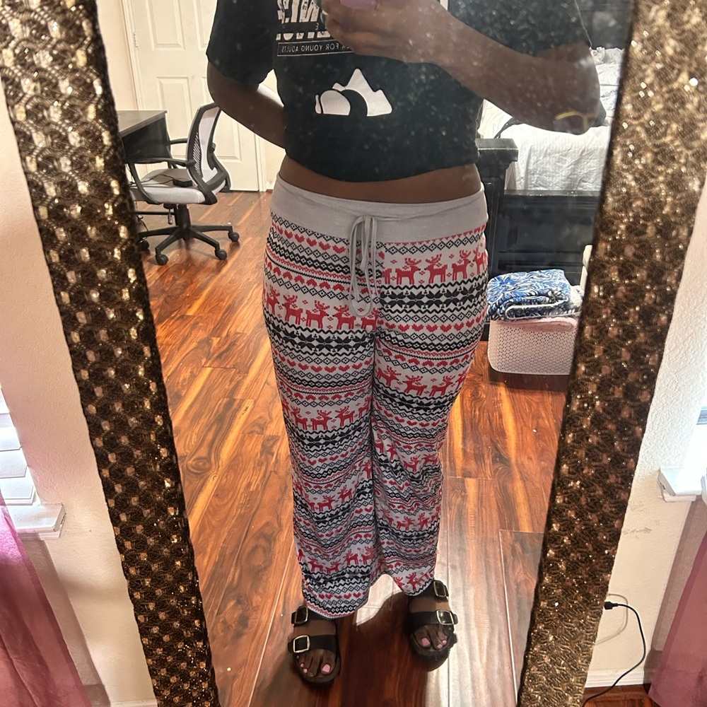 Festive Red and Gray Pajama Pants